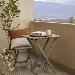 JUST HOME COLLECTION - Mesa Plegable Cuadrada Polipropileno 44x38x50 cm Taupe