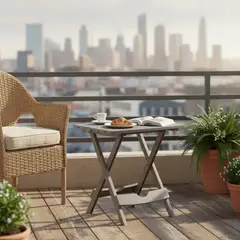 JUST HOME COLLECTION - Mesa Plegable Cuadrada Polipropileno 44x38x50 cm Taupe