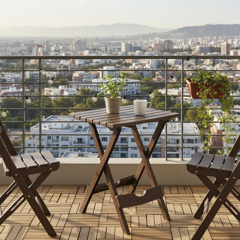 JUST HOME COLLECTION - Mesa Plegable Cuadrada Polipropileno 44x38x50 cm Chocolate