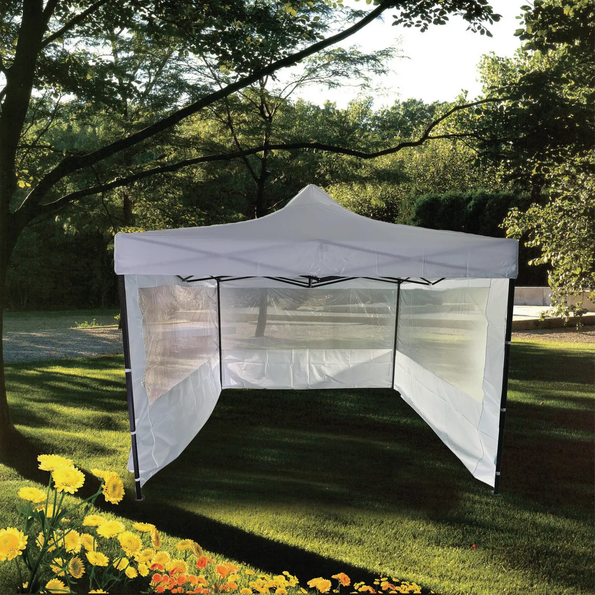 JUST HOME COLLECTION - Toldo Plegable con Pared 3x3 metros Blanco