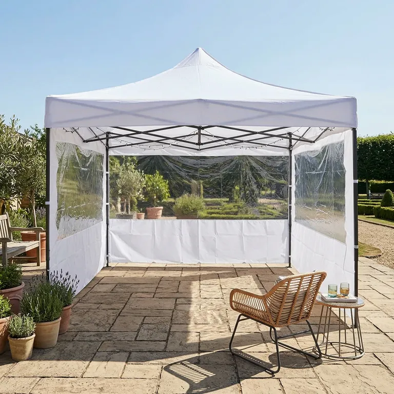 Toldo Plegable con Pared 3x3 metros Blanco
