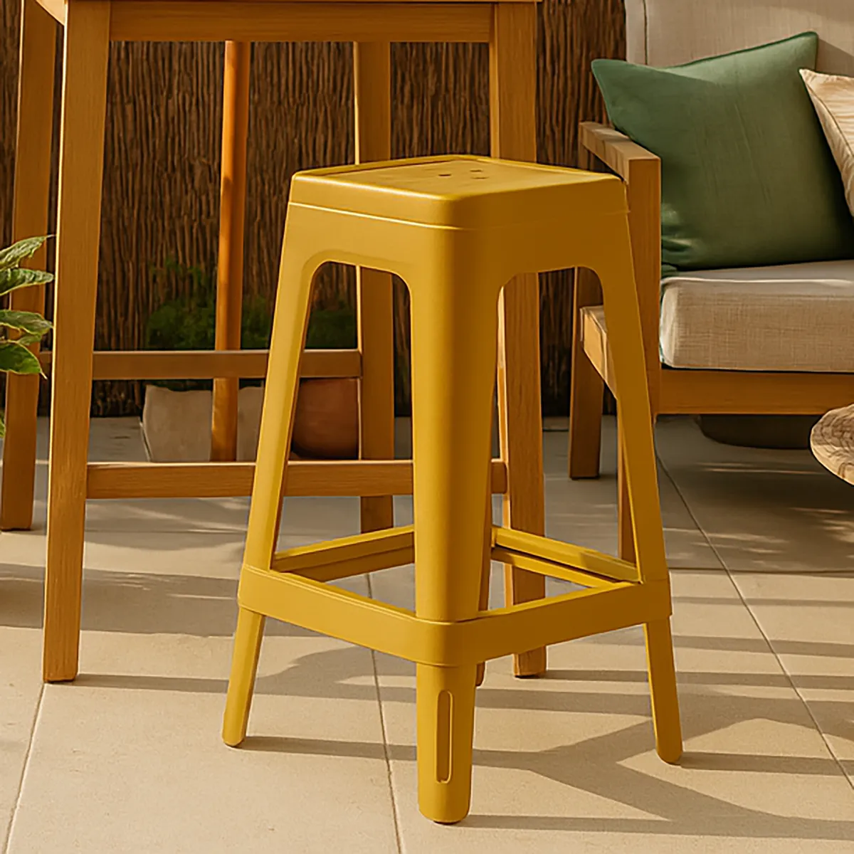 KETER - Silla bar para Terraza Resina Lucca Amarillo 65x38.4x38.4 cm