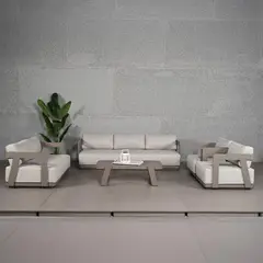 JUST HOME COLLECTION - Juego de Living de Terraza Fortaleza 7 Personas Beige
