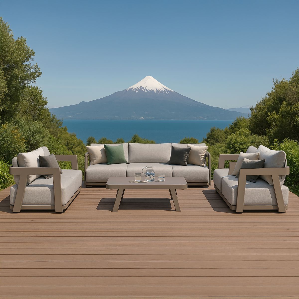 JUST HOME COLLECTION - Juego de Living de Terraza Fortaleza 7 Personas Beige