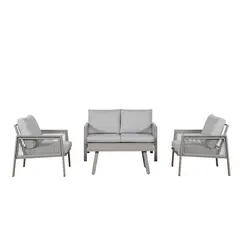 JUST HOME COLLECTION - Juego de Living de Terraza Pompeya 4 Personas Gris