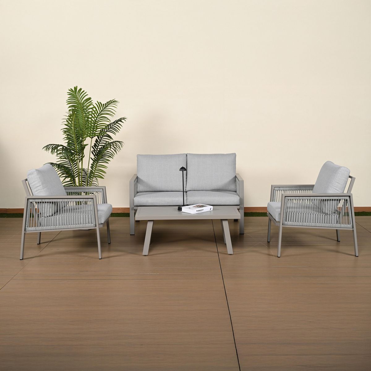 JUST HOME COLLECTION - Juego de Living de Terraza Pompeya 4 Personas Gris