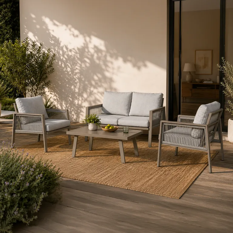 Juego de Living de Terraza Pompeya 4 Personas Gris