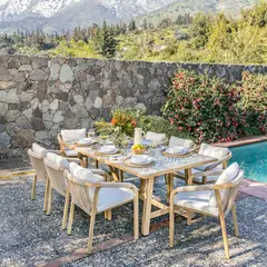 JUST HOME COLLECTION - Juego de Comedor de Terraza Mosaico 8 Personas Natural