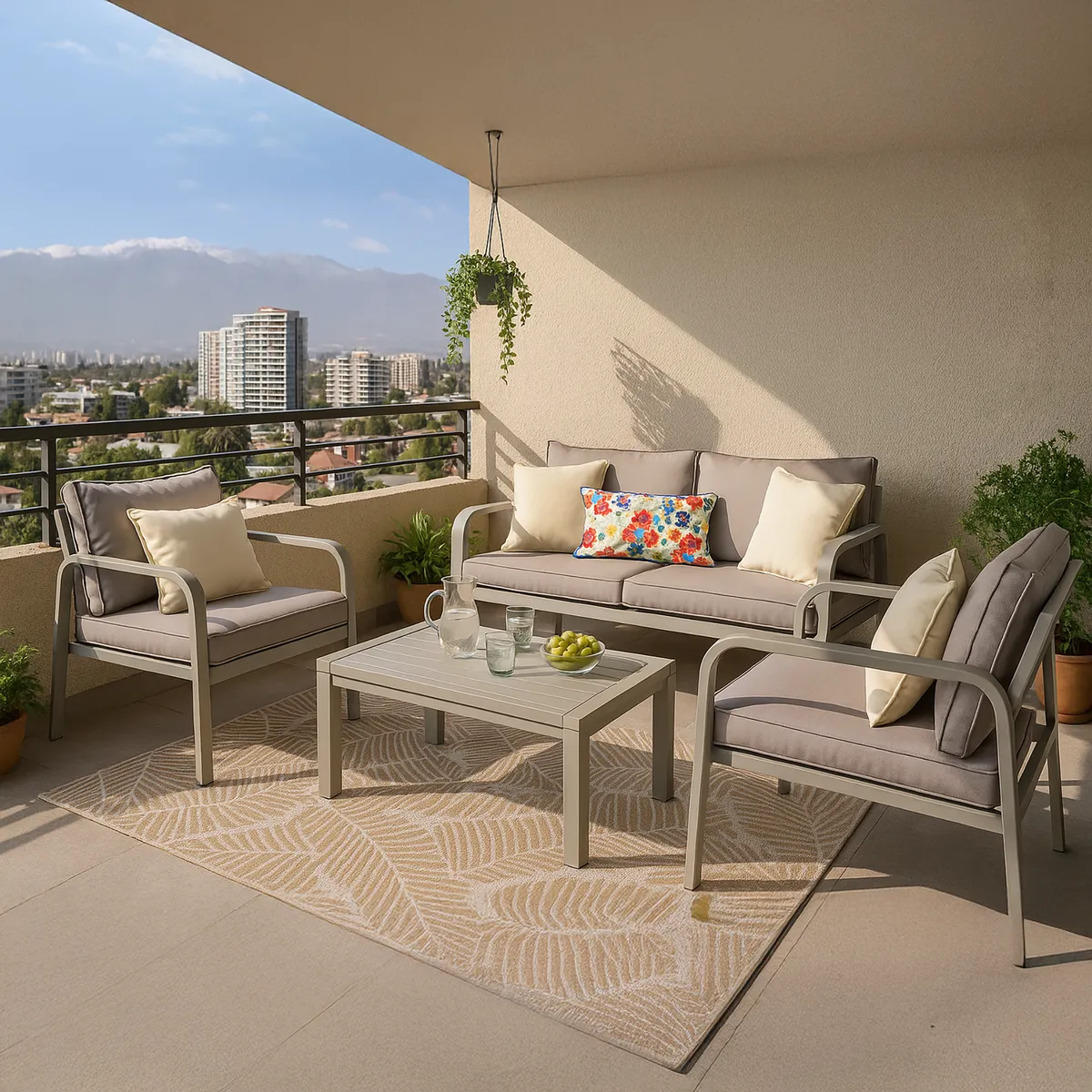 JUST HOME COLLECTION - Juego de Living de Terraza Bogota 4 Personas Taupe