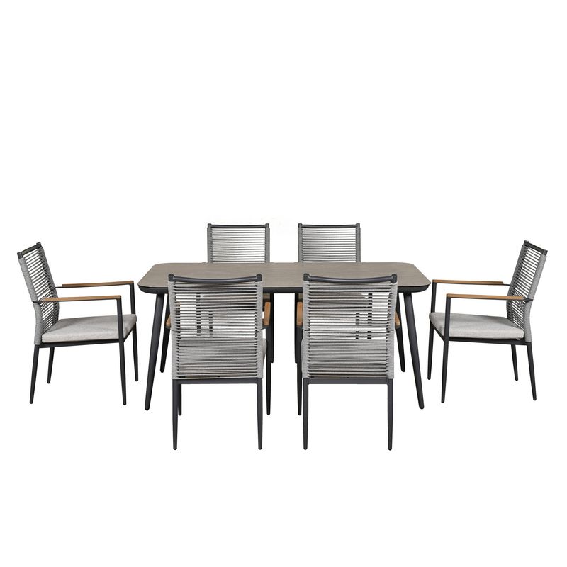 JUST HOME COLLECTION - Juego de Comedor de Terraza Barcelona 6 Personas Negro/gris