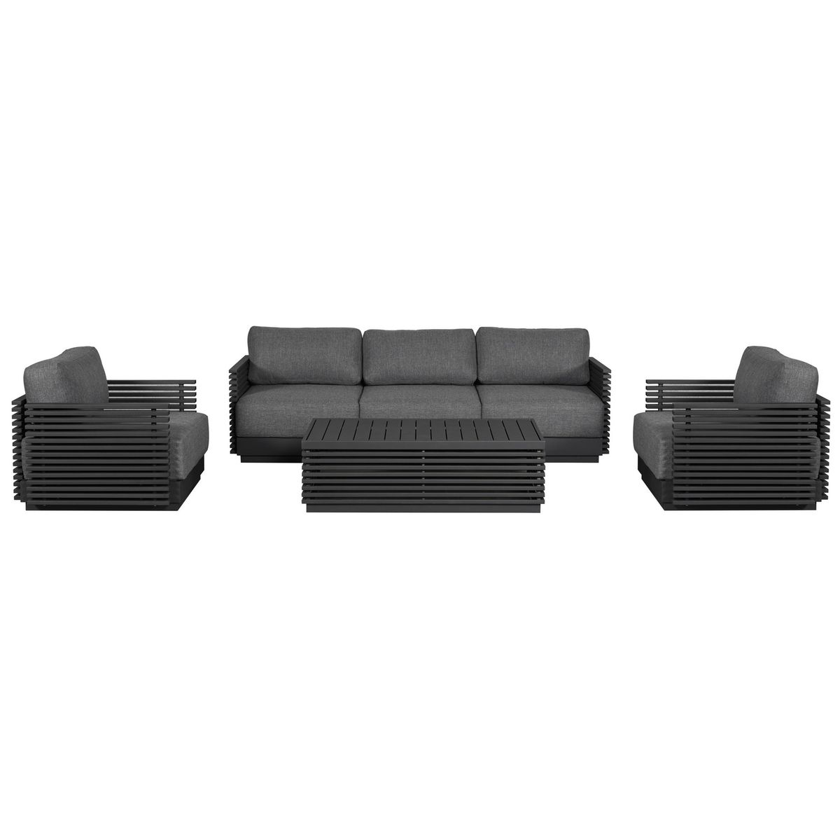 JUST HOME COLLECTION - Juego de Living de Terraza Chicago 5 Personas Negro