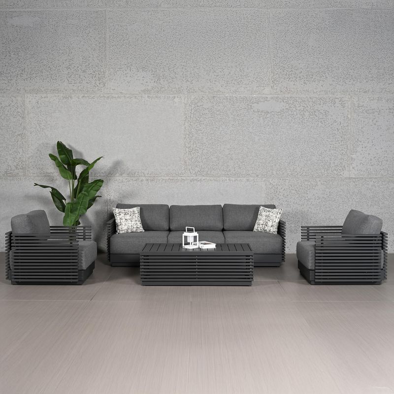 JUST HOME COLLECTION - Juego de Living de Terraza Chicago 5 Personas Negro