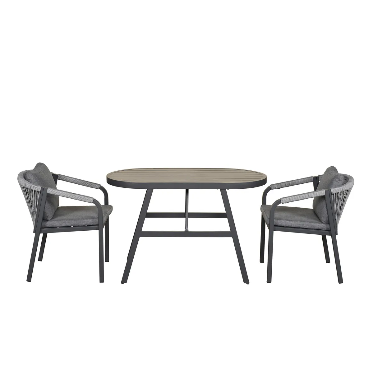 JUST HOME COLLECTION - Juego de Balcón de Terraza Comedor 2 Personas Negro