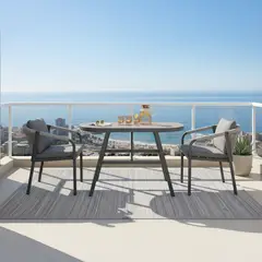 JUST HOME COLLECTION - Juego de Balcón de Terraza Comedor 2 Personas Negro