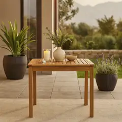 JUST HOME COLLECTION - Mesa Cuadrada Madera 80x74x80 cm Natural