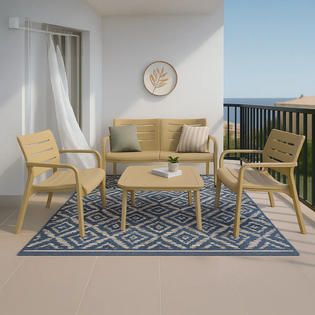 JUST HOME COLLECTION - Juego de Living de Terraza Resina 4 Personas Taupe
