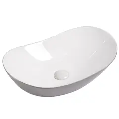SENSI DACQUA - Lavamanos Forma Ovalada Cerámica 52.5x16x32.5 cm Gris mate; Blanco