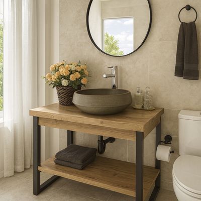 Imagen 2 del producto Lavamanos Forma Redonda Cerámica 39x16.5x39 cm Café