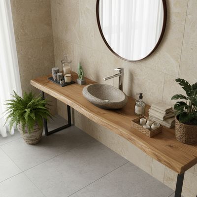 Imagen 2 del producto Lavamanos Forma Ovalada Cerámica 56.5x13.5x36.5 cm Piedra