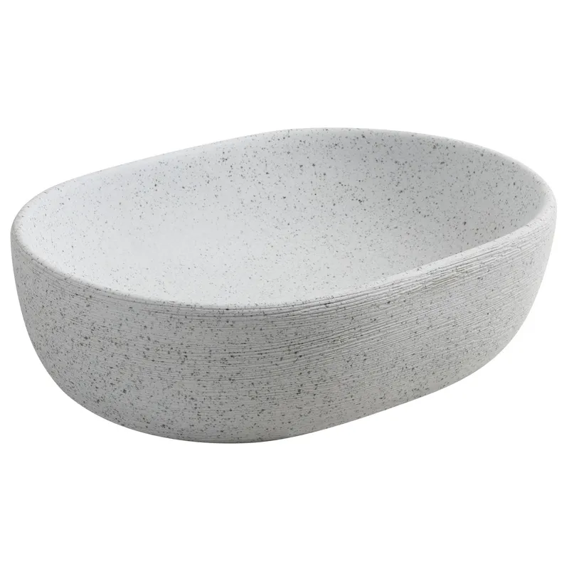 SENSI DACQUA - Lavamanos Forma Ovalada Cerámica 46x13x33.2 cm Blanco textura