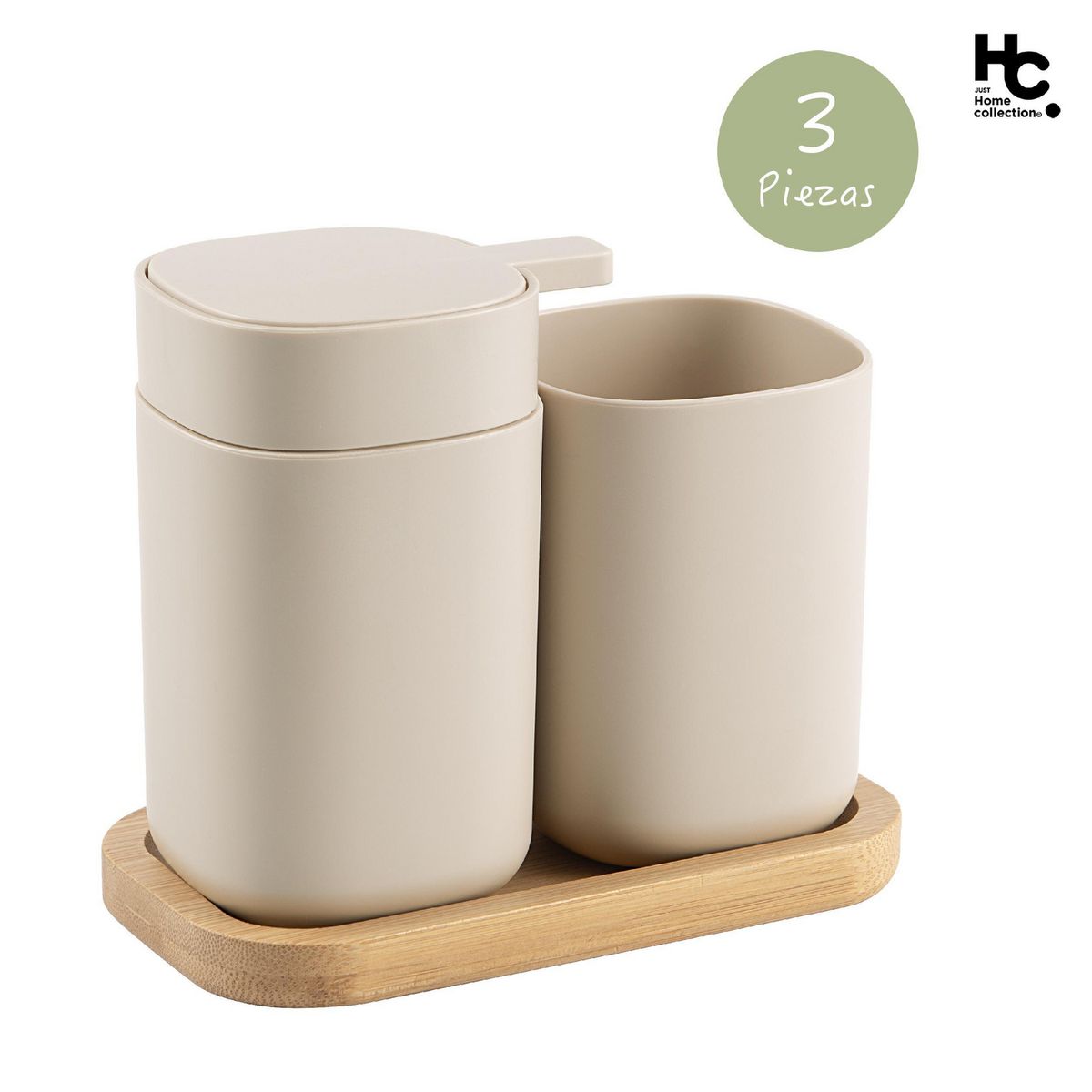 JUST HOME COLLECTION - Set 3 Accesorios Baño Aiello Beige