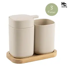 JUST HOME COLLECTION - Set 3 Accesorios Baño Aiello Beige