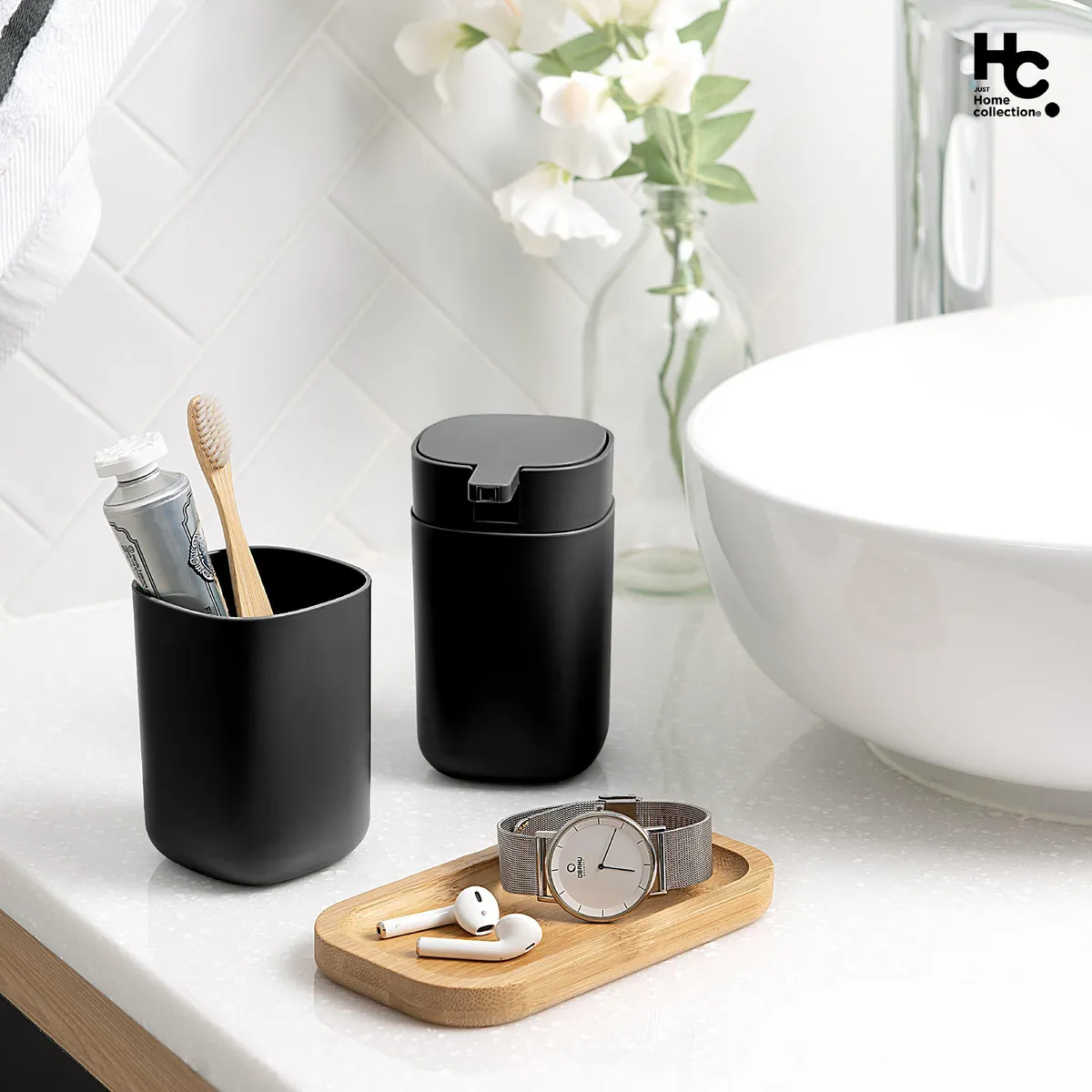 JUST HOME COLLECTION - Set 3 Accesorios Baño Aiello Negro