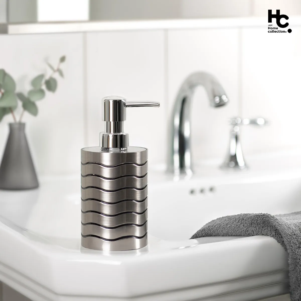 JUST HOME COLLECTION - Dispensador De Jabón Waves Plateado