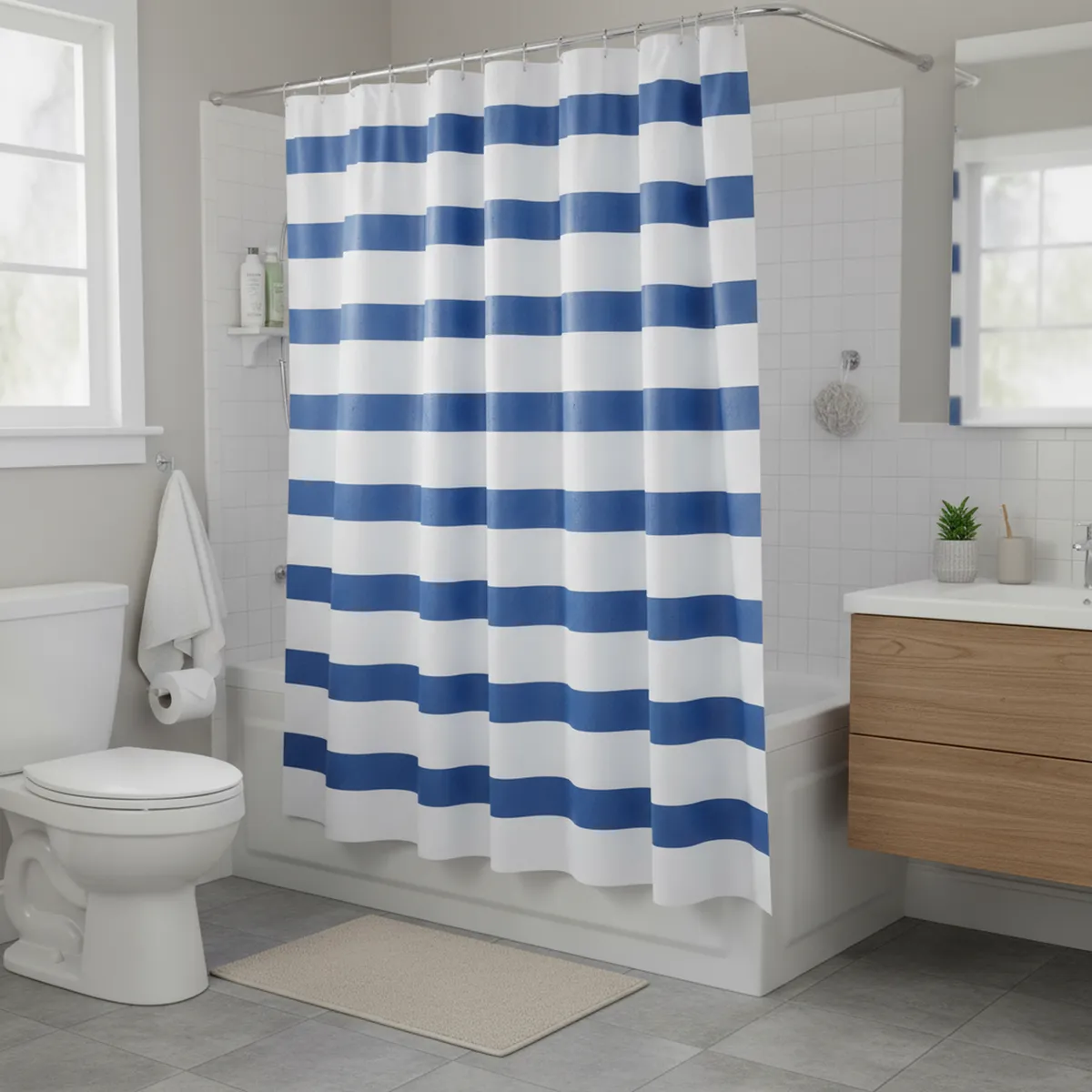 JUST HOME COLLECTION - Cortina De baño 178x180 cm Azul