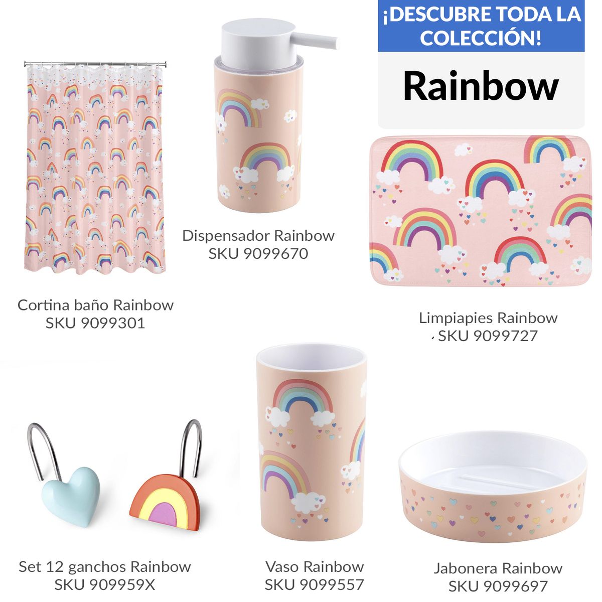 JUST HOME COLLECTION - Set de 12 Ganchos Rainbow