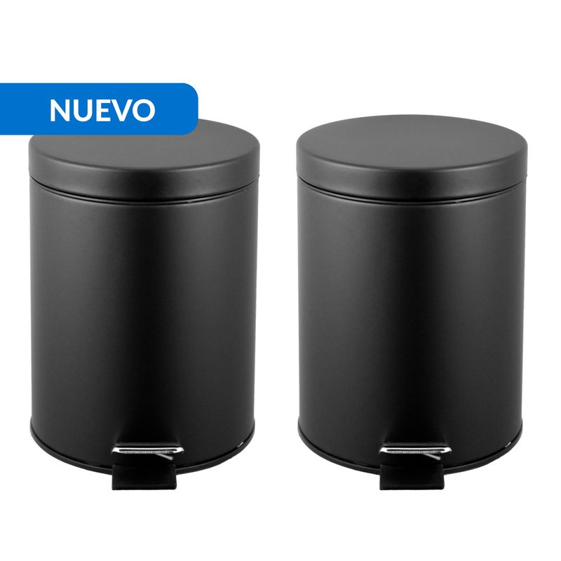 JUST HOME COLLECTION - Set de 2 Basureros 10 Litros Metal Negro