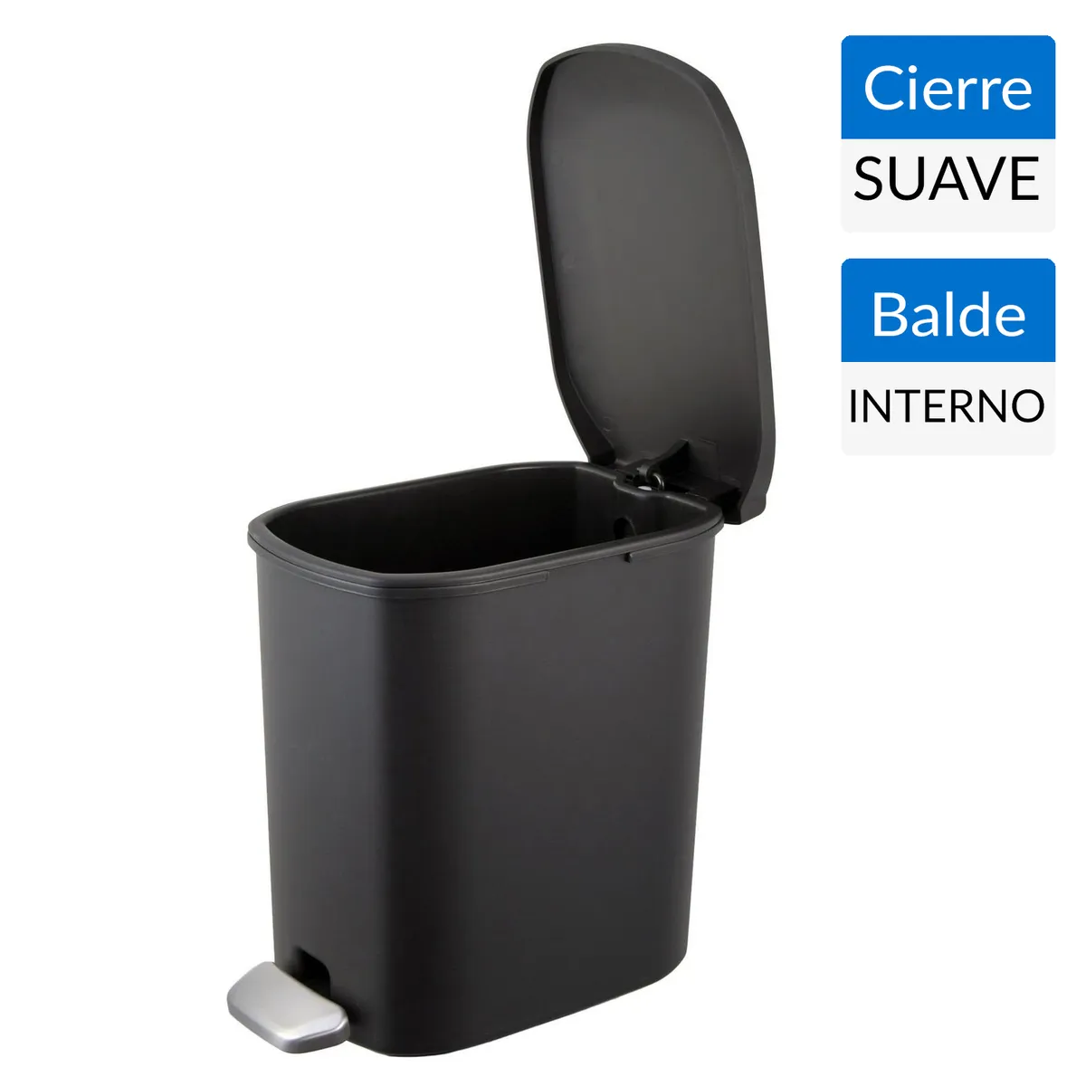 JUST HOME COLLECTION - Basurero 6 Litros Plástico Negro