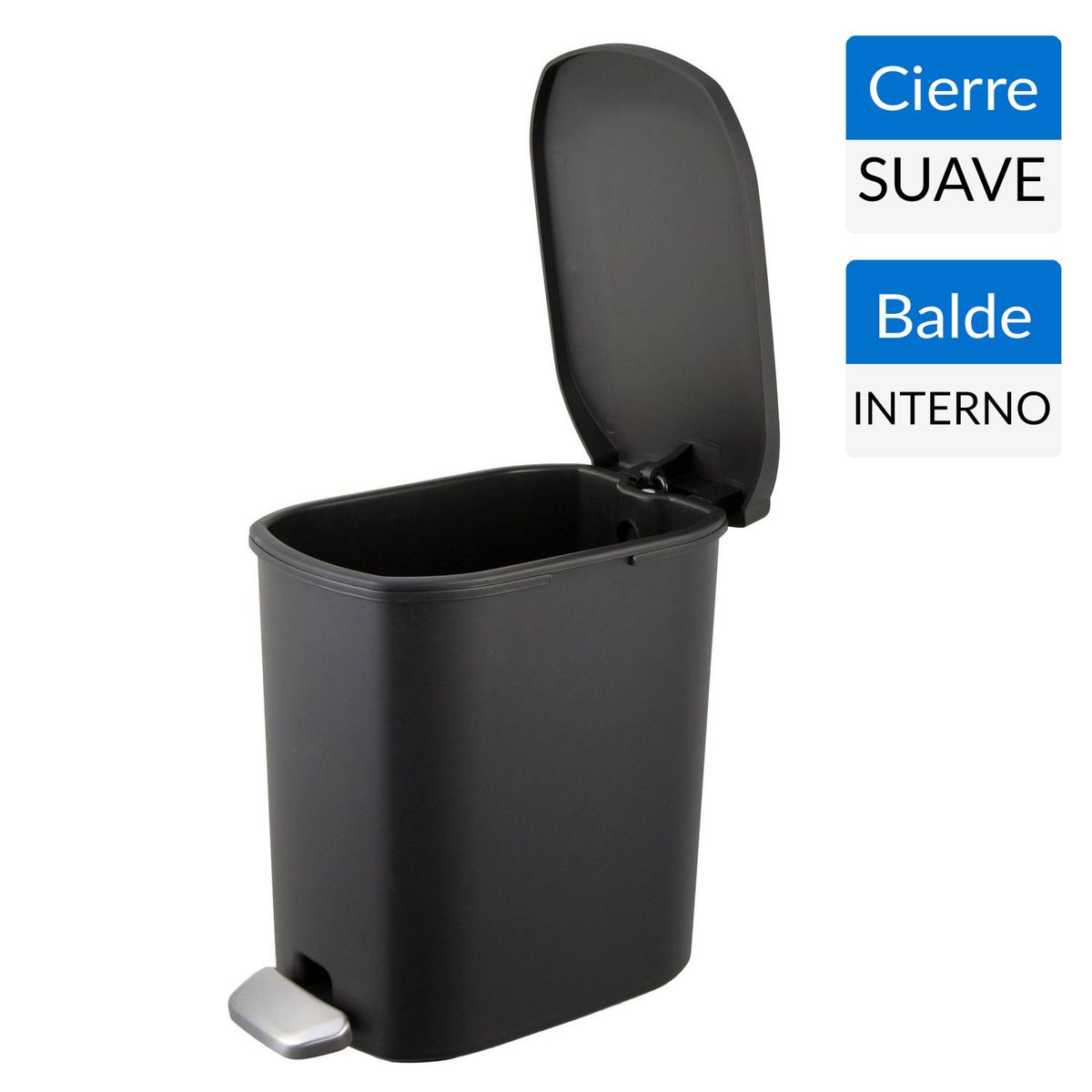 JUST HOME COLLECTION - Basurero 6 Litros Plástico Negro