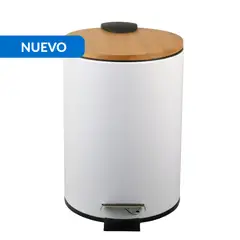 JUST HOME COLLECTION - Basurero Tapa Bambú 3 Litros Plástico Blanco
