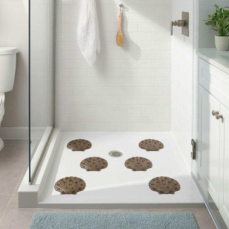 JUST HOME COLLECTION Set 6 Piso Antideslizante Concha Cafe