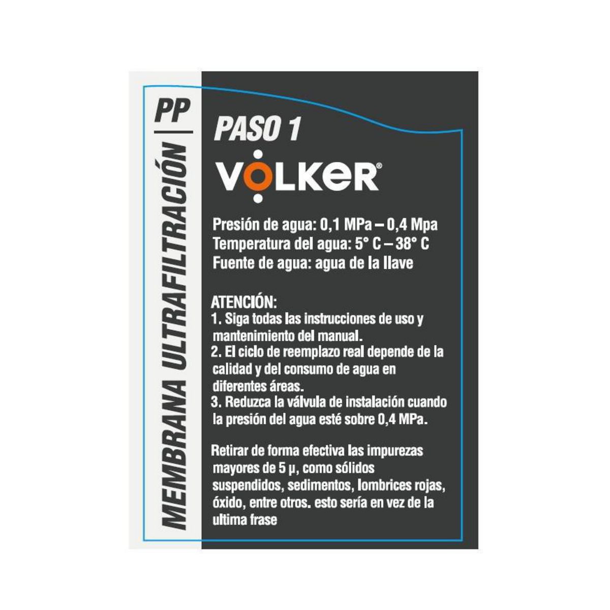 VOLKER - Filtro Dispensador De Agua Repuesto Para Purificador Doméstico