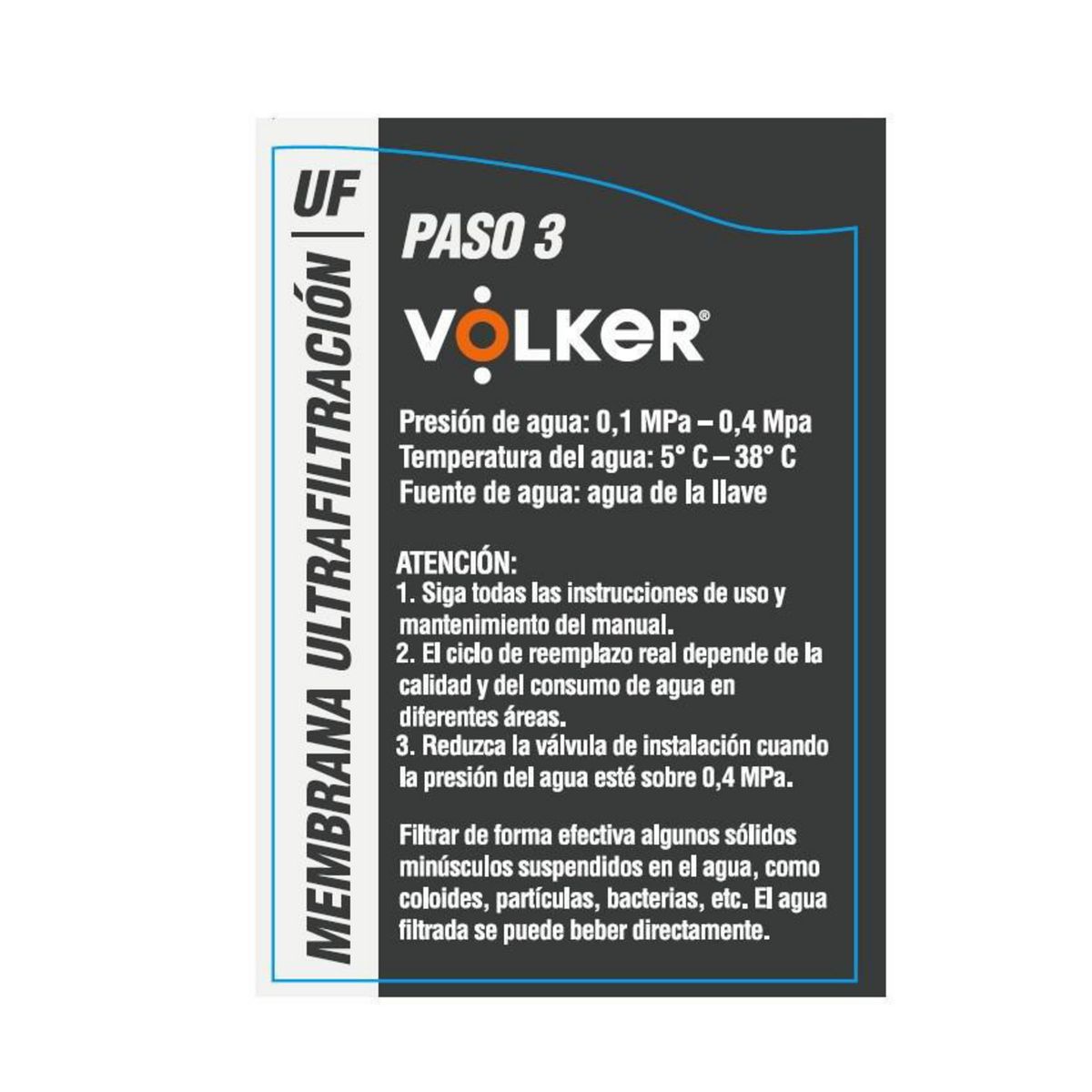 VOLKER - Filtro Ultrafiltración Para Dispensador De Agua