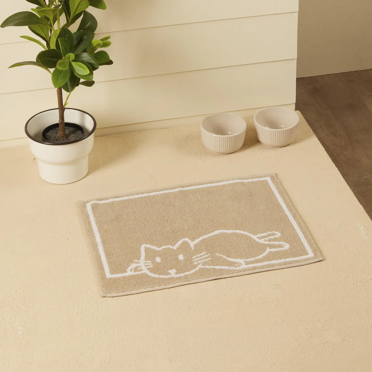 JUST HOME COLLECTION - Limpiapiés Cat 40x50 cm Algodón Beige
