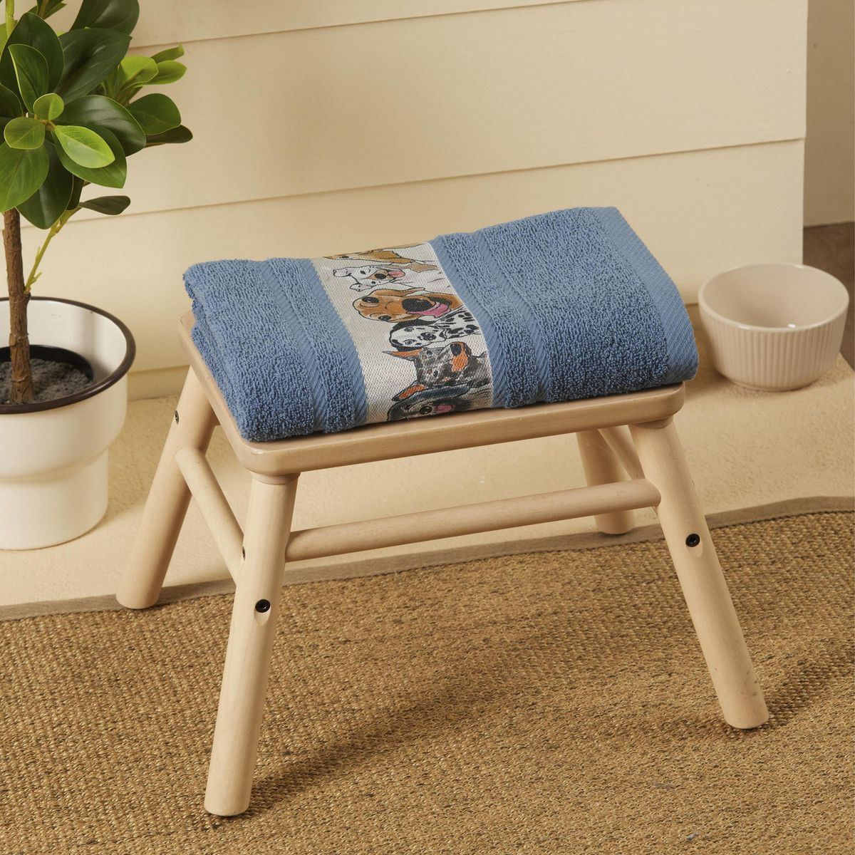 JUST HOME COLLECTION - Toalla de Cuerpo Dog 400 gr Algodón 60x120 cm Azul