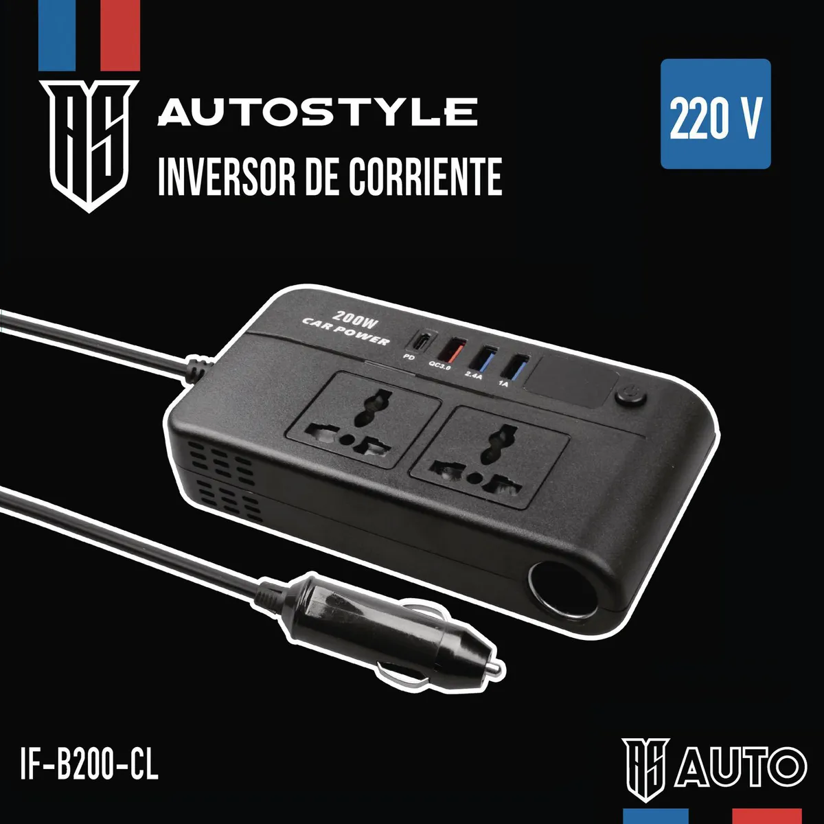 AUTOSTYLE - Inversor de corriente 12V 200W
