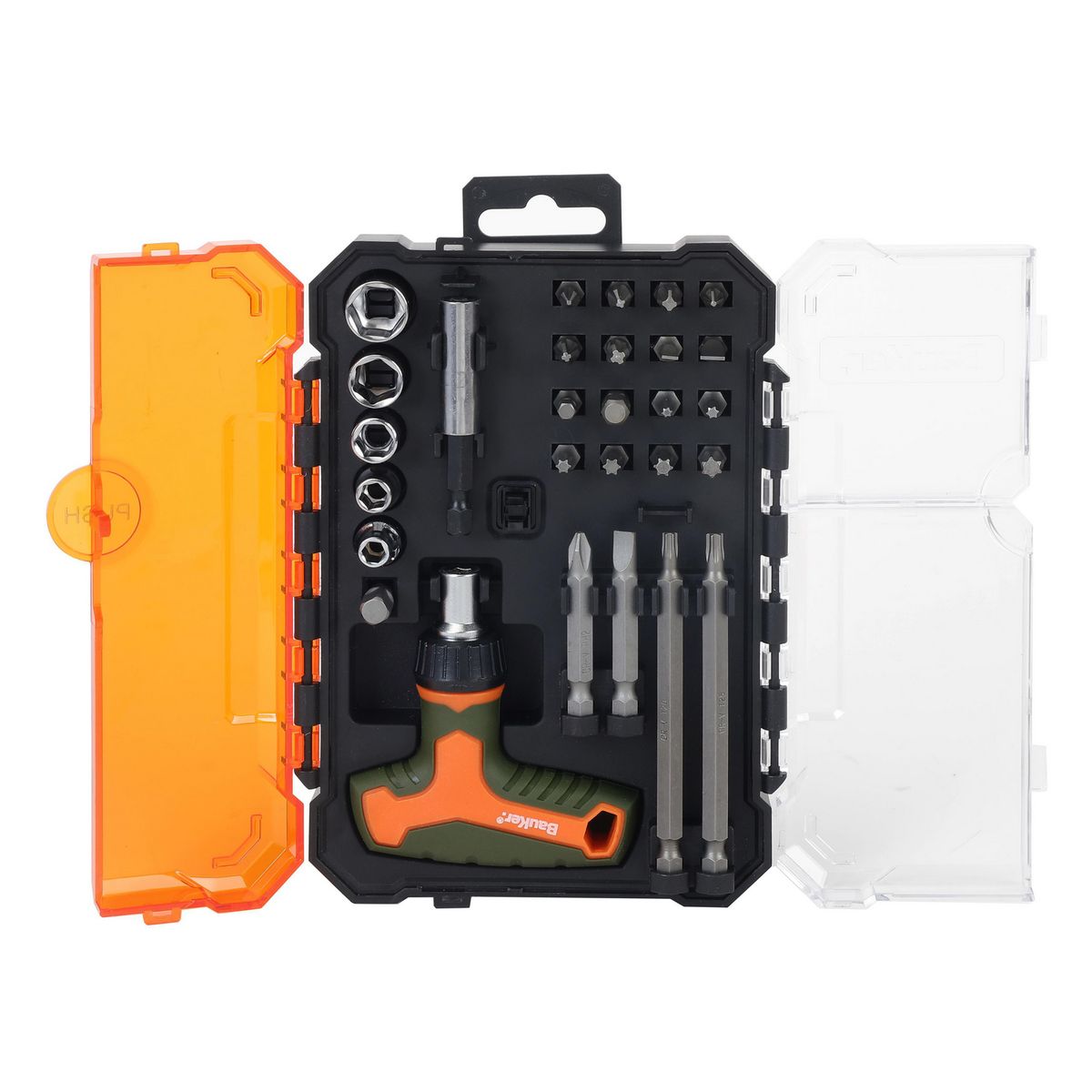 BAUKER - Kit Llave Hexagonal y Ratchet 28 pcs