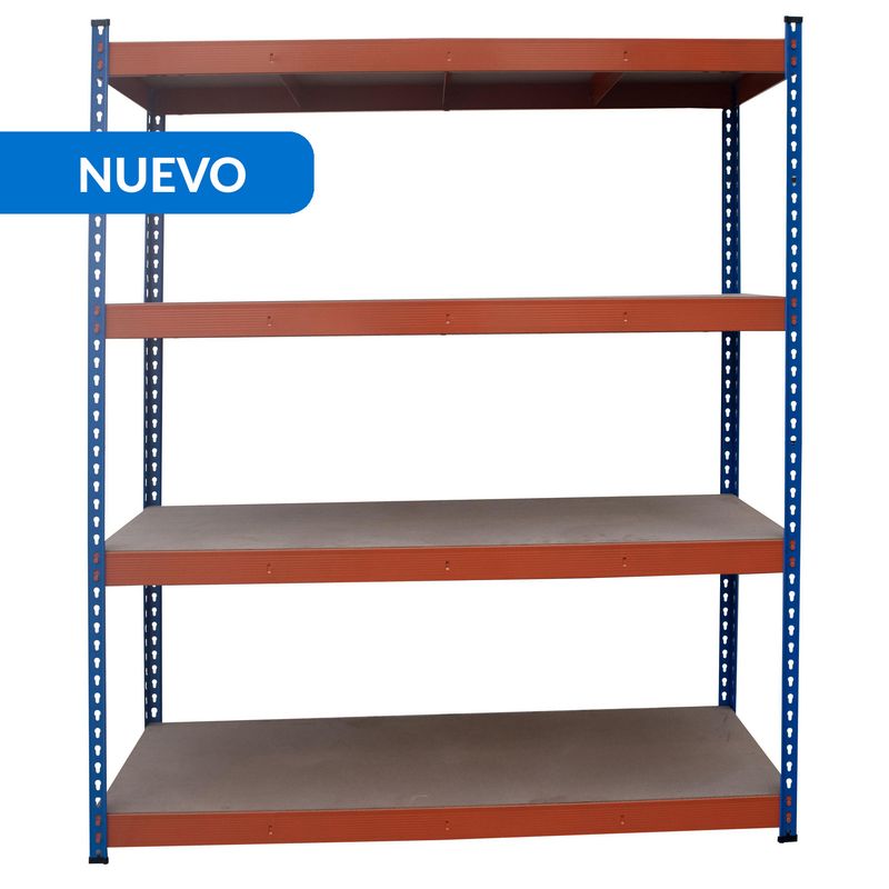 FIXSER - Estante Metal 4 Nivel(es) 160x183x60 cm Naranja, Azul