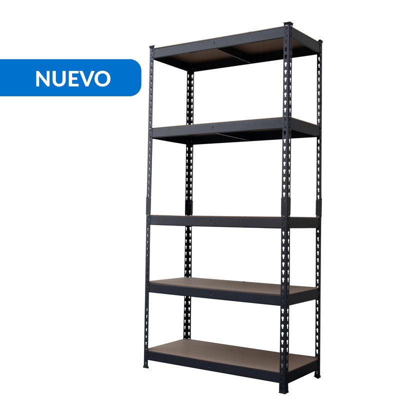 FIXSER - Estante  5 Nivel(es) 90x183x40 cm Gris, Negro