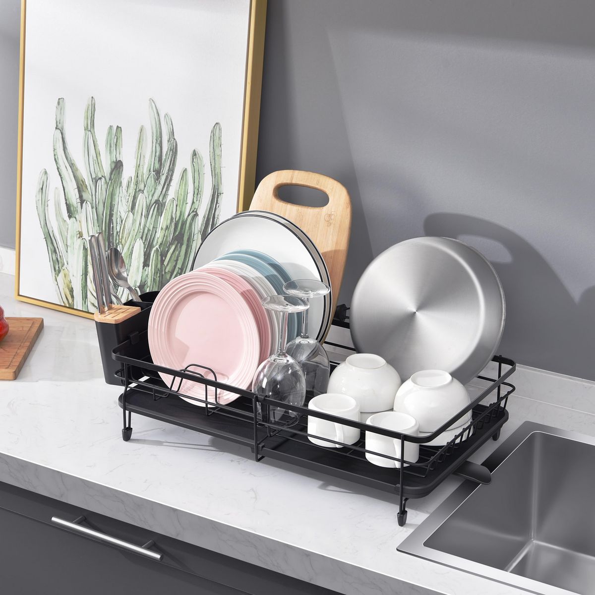 JUST HOME COLLECTION - Secaplato negro extensible