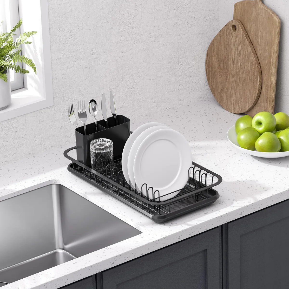 JUST HOME COLLECTION - Secaplato negro 41,8x23,5x8,2 cm