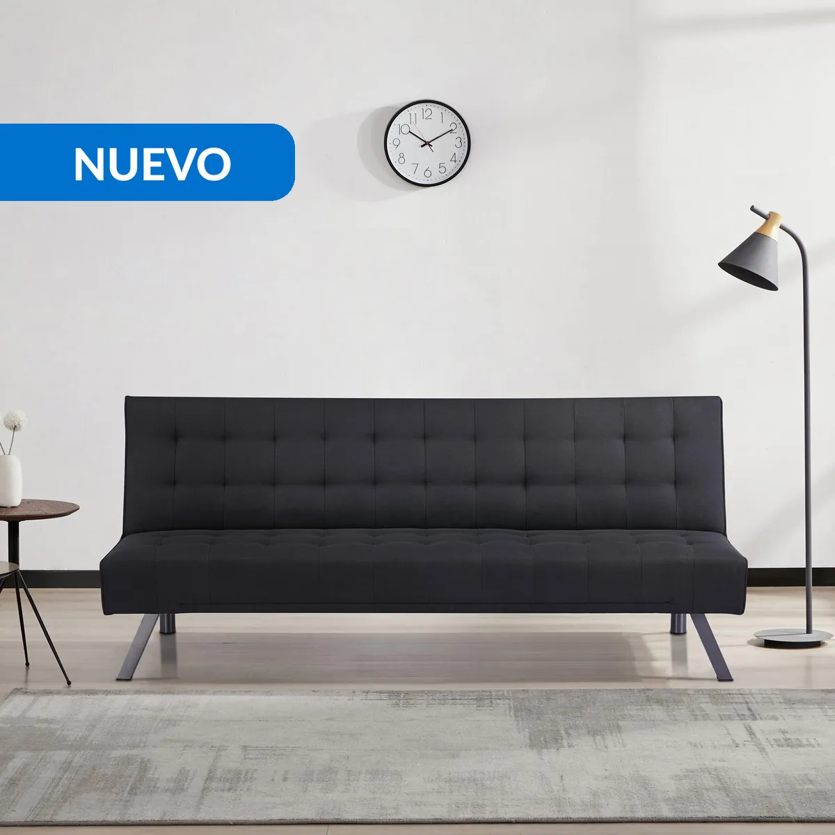 JUST HOME COLLECTION - Futón Harry Negro 179x78x76 cm