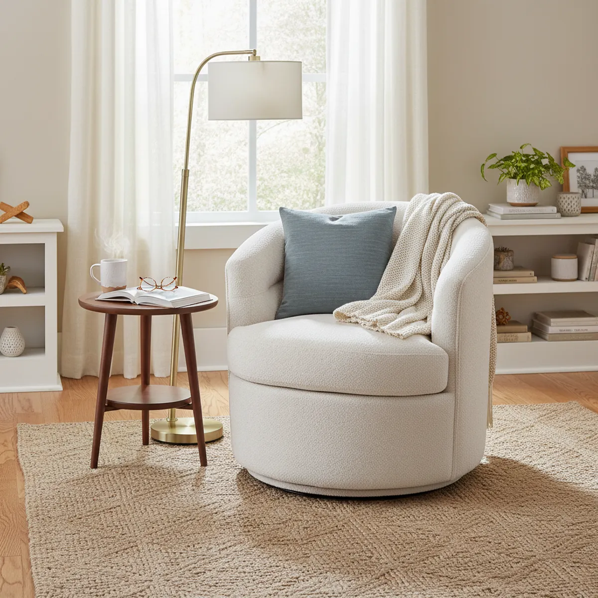 Poltrona Giratoria 360º 1 cuerpo Kora 73x73x77 cm Beige, marca JUST HOME COLLECTION - Foto Principal