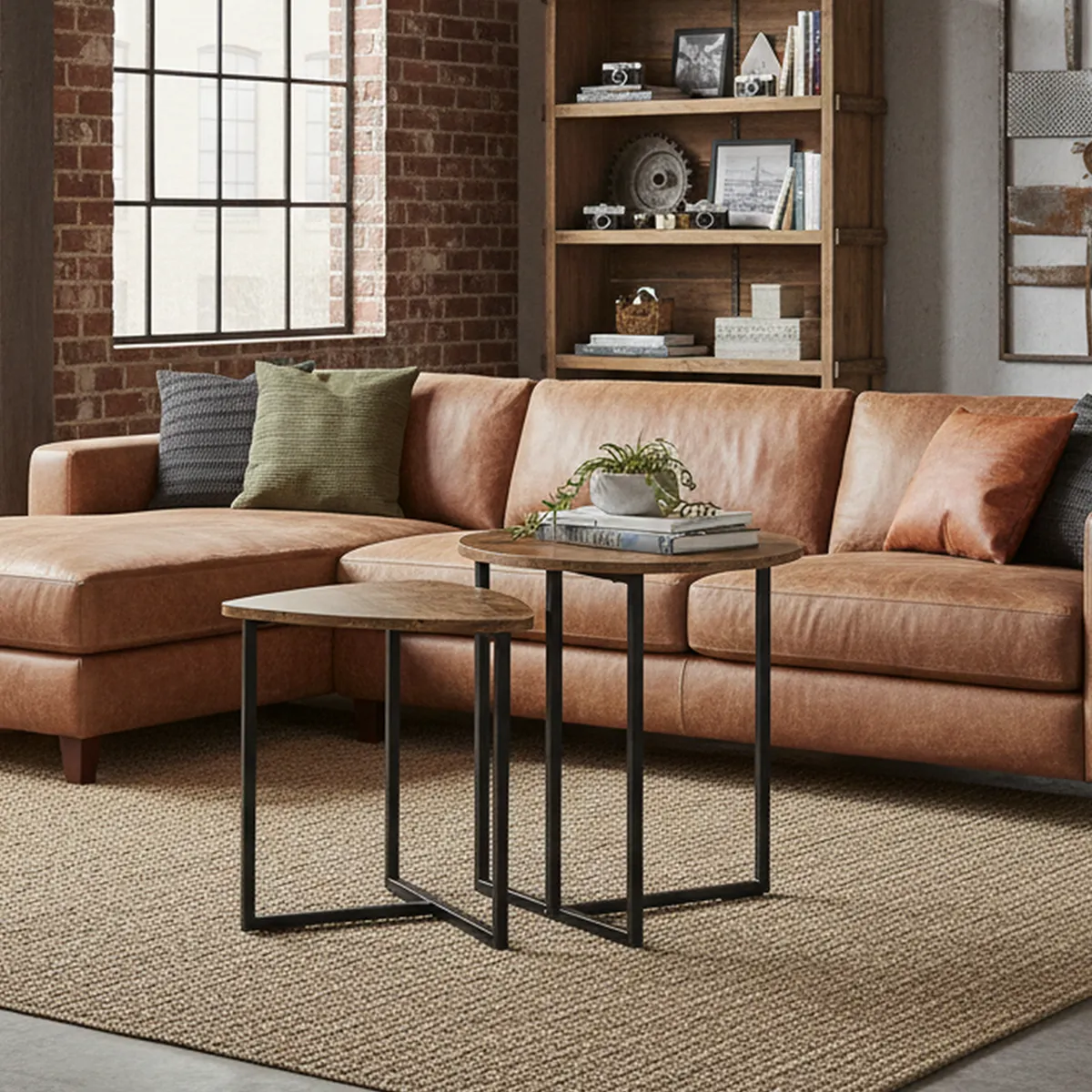 JUST HOME COLLECTION - Mesa de centro Genevie Madera, Negro 45x45x51 cm