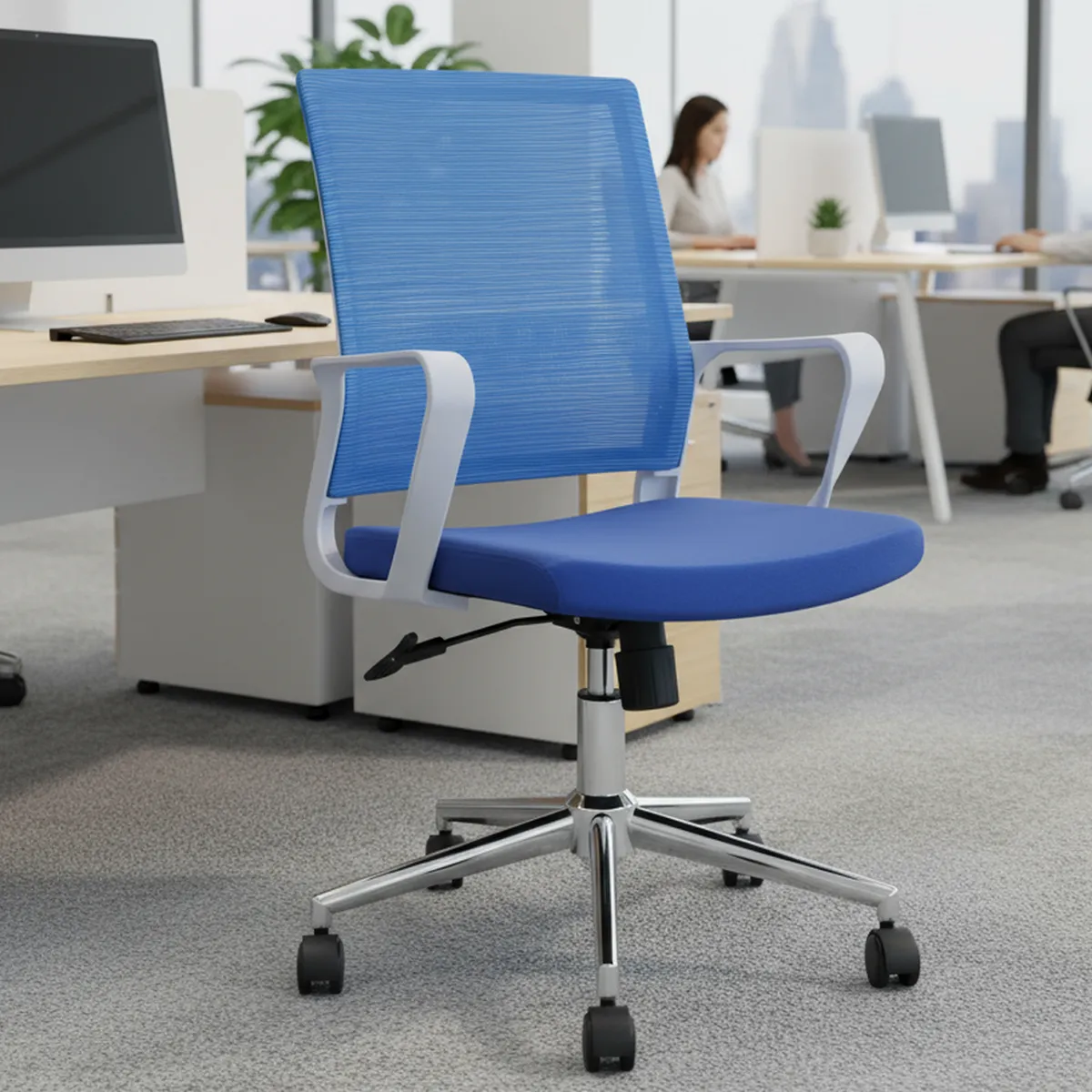 JUST HOME COLLECTION - Silla Escritorio Ejecutiva Vera Azul/Blanco