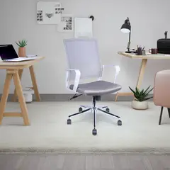 JUST HOME COLLECTION - Silla Escritorio Ejecutiva Vera Gris/Blanco